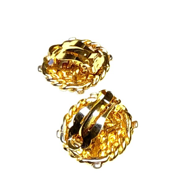 Krementz Two Tone Clip On Earrings Gold Silver Vintage Jewelry USA - Picture 2 of 8